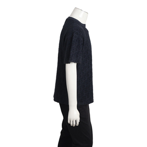Cotton/Oblique Jacquard T-Shirt Bleu Marine, view 2