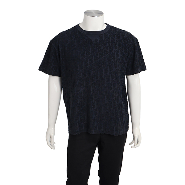 Cotton/Oblique Jacquard T-Shirt Bleu Marine