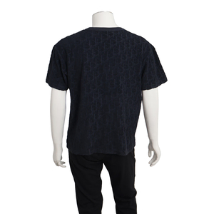 Cotton/Oblique Jacquard T-Shirt Bleu Marine, view 3