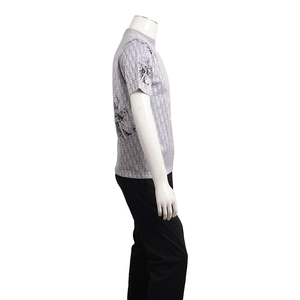 x DANIEL ARSHAM Polyester/Cotton Eroded Oblique Jacquard T-Shirt Grey/White, view 2
