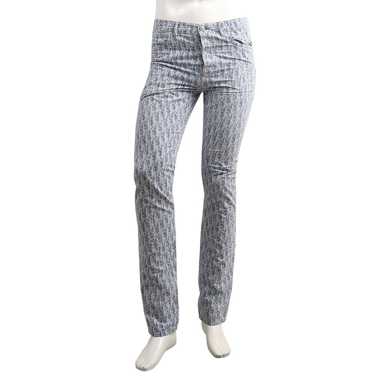 Cotton Oblique Slim Fit Denim Jeans Blue