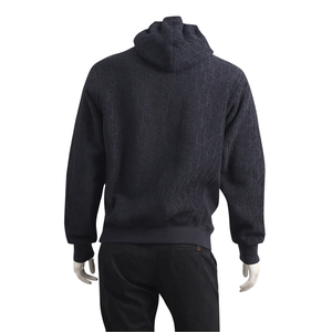 Cotton Oblique Relaxed Fit Hooded Sweatshirt Navy Blue, view 3