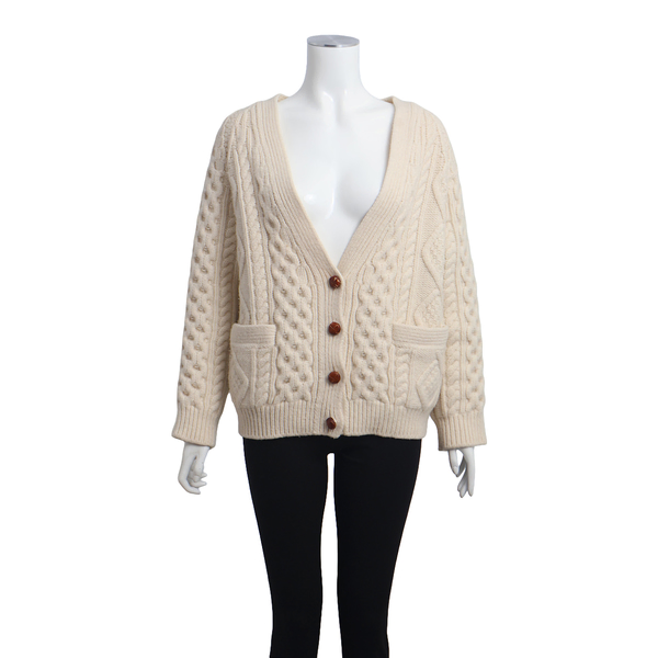Cashmere/Wool Knit Cardigan Ivory