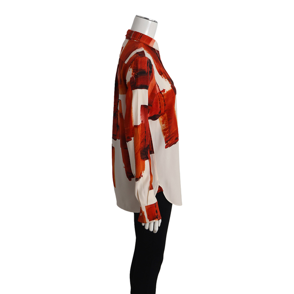 Silk Abstract Shirt White/Orange
