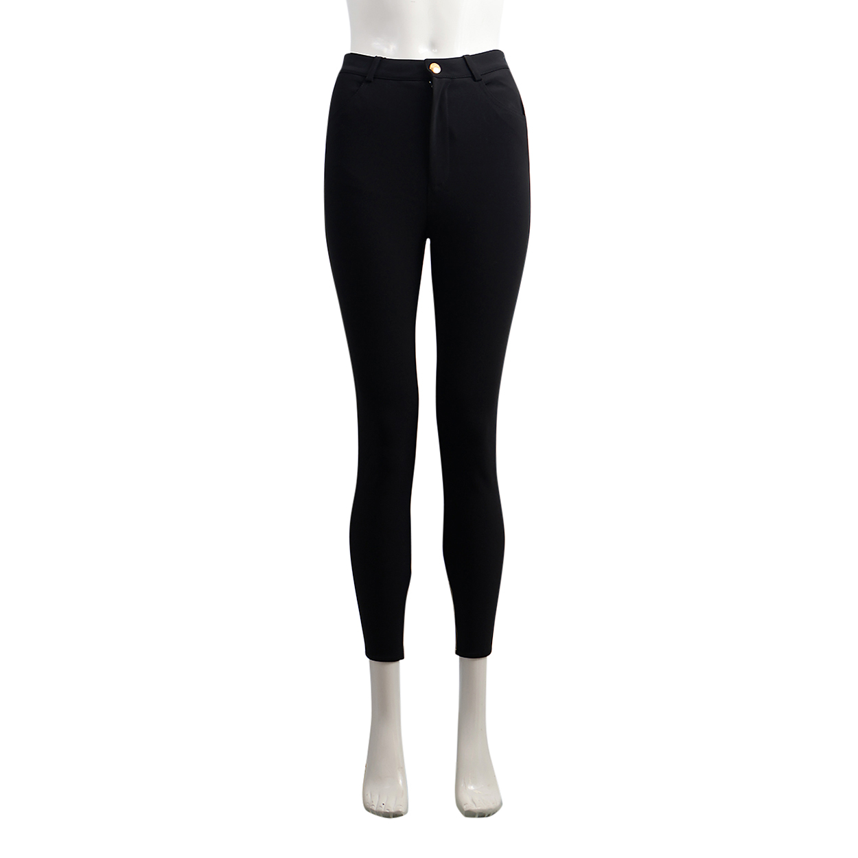 Mixed Material Zip Pants Black