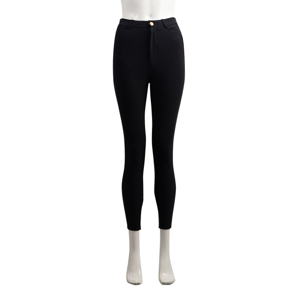 Mixed Material Zip Pants Black