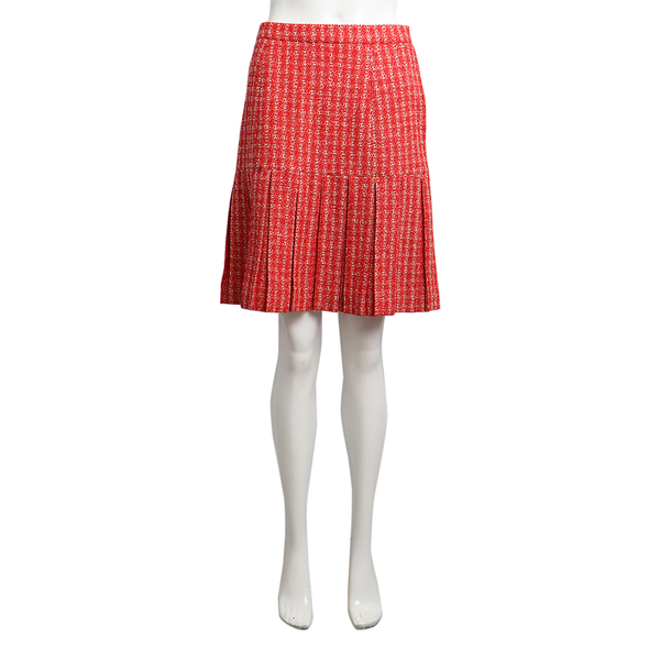 Vintage Wool Tweed Pleated Skirt Red/White