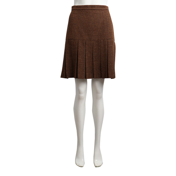 Vintage Wool Tweed Pleated Skirt Brown/Black
