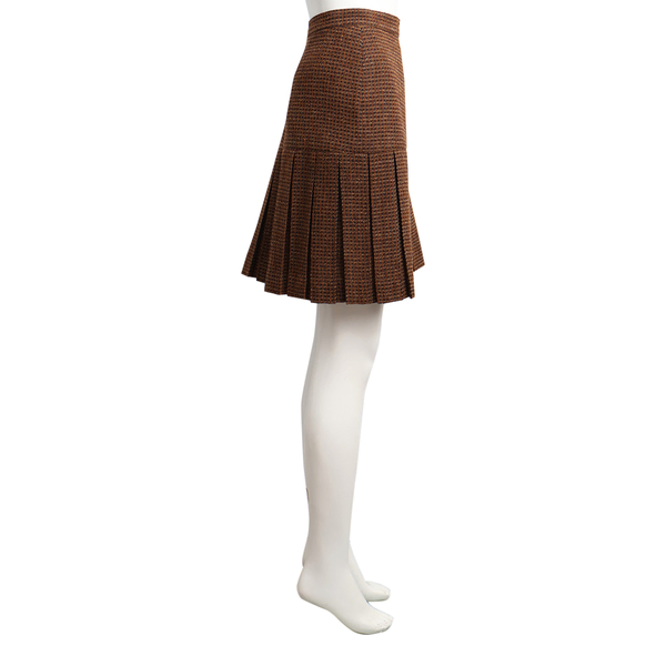Vintage Wool Tweed Pleated Skirt Brown/Black