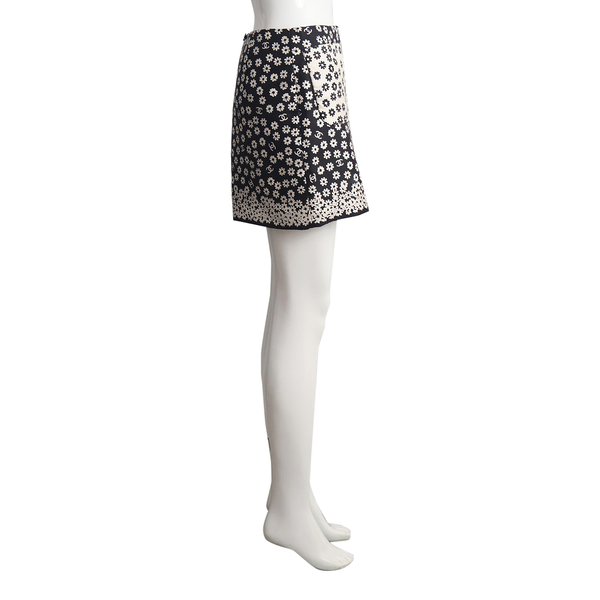 Silk Daisy Mini Skirt Black/White