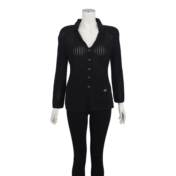 Vintage Cotton/Cashmere Knitted Cardigan Black