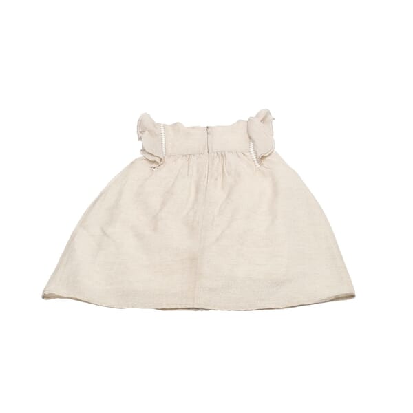 Linen Blend Baby Dress Cream