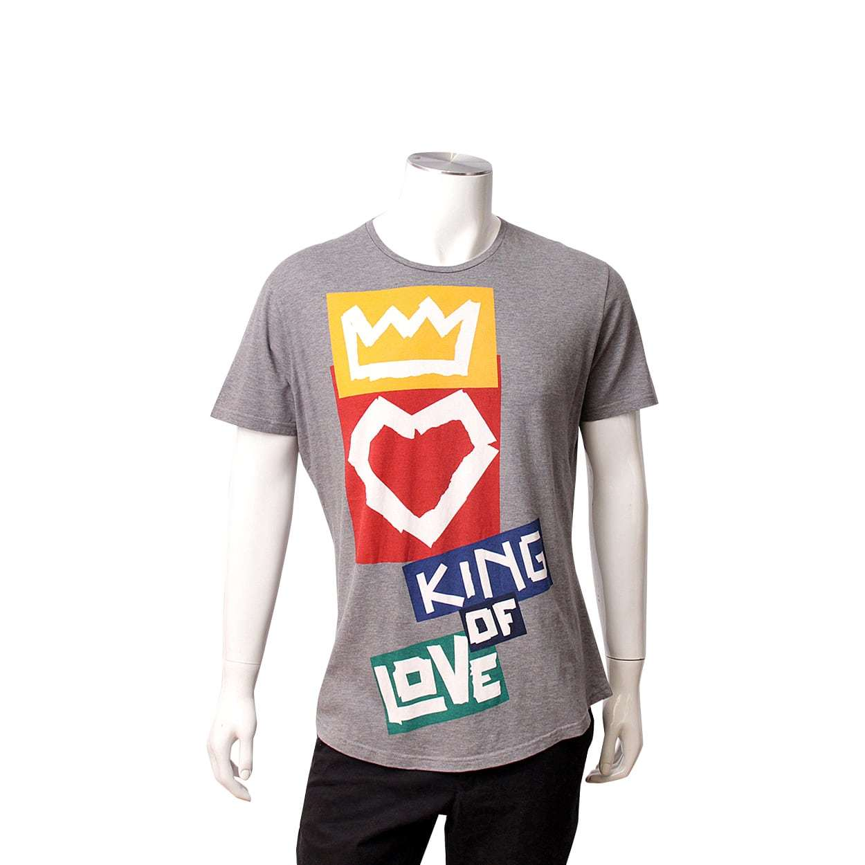 DOLCE & GABBANA Cotton King Of Love T-Shirt Grey | Luxity