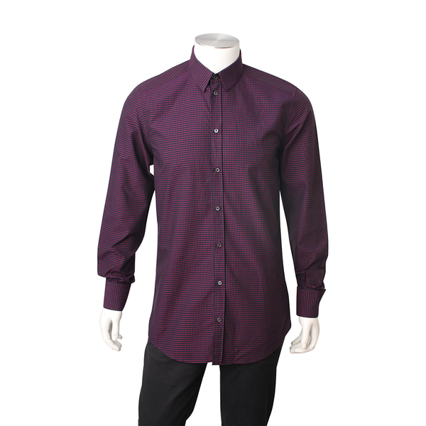Gold Cotton Abstract Motif Shirt Navy/Red