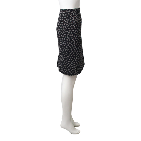 Silk Floral Pencil Skirt Black/White