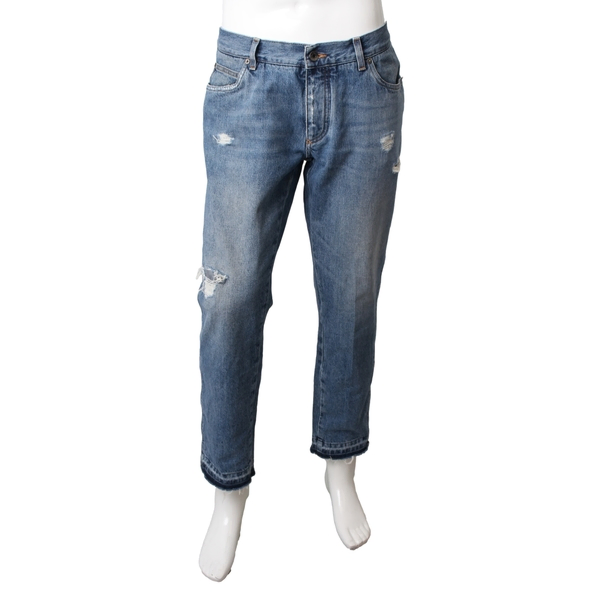 Cotton Distressed Jeans Denim Blue