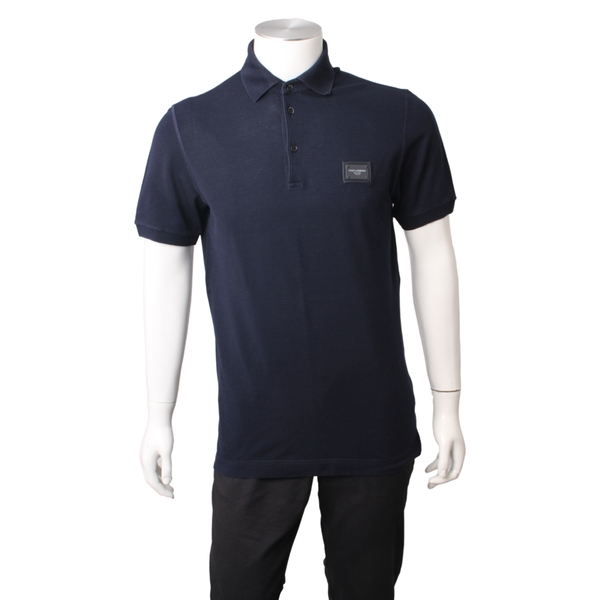 Cotton Logo Patch Polo Navy