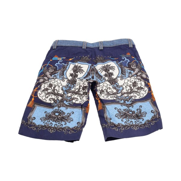 Kids Cotton Baroque-Print Shorts Blue