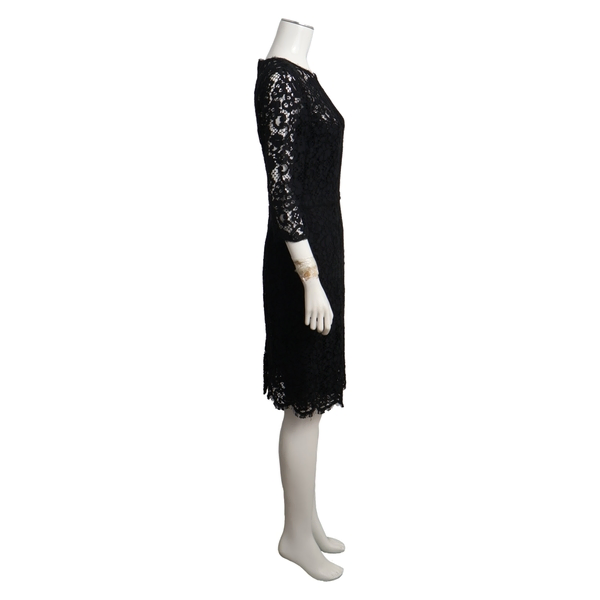 Cotton Blend Lace Dress Black