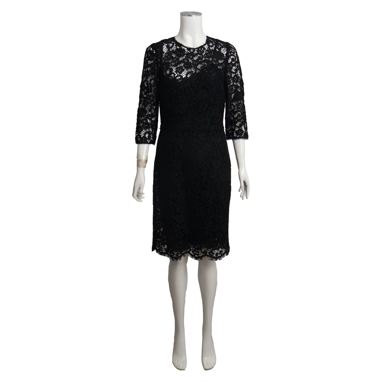 DOLCE & GABBANA Cotton Blend Lace Dress Black | Luxity DOLCE & GABBANA Cotton Blend Lace Dress Black | Luxity