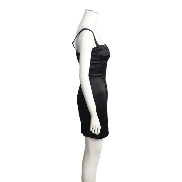 Acetate Panelled Mini Dress Black