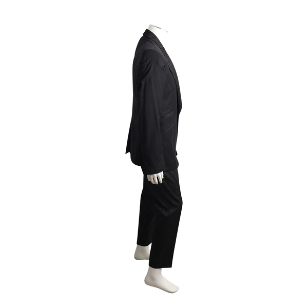 Mixed Material Jacquard Suit Black