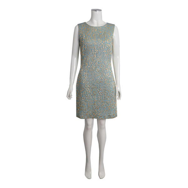 Silk Sleeveless Dress Blue/Gold