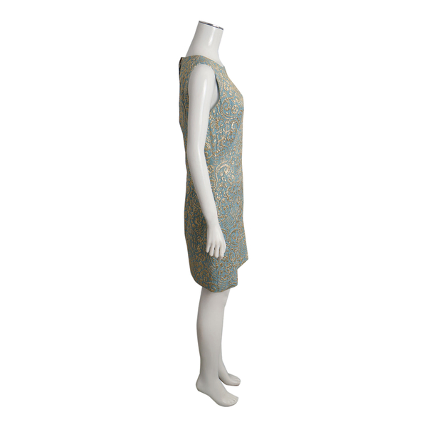 Silk Sleeveless Dress Blue/Gold