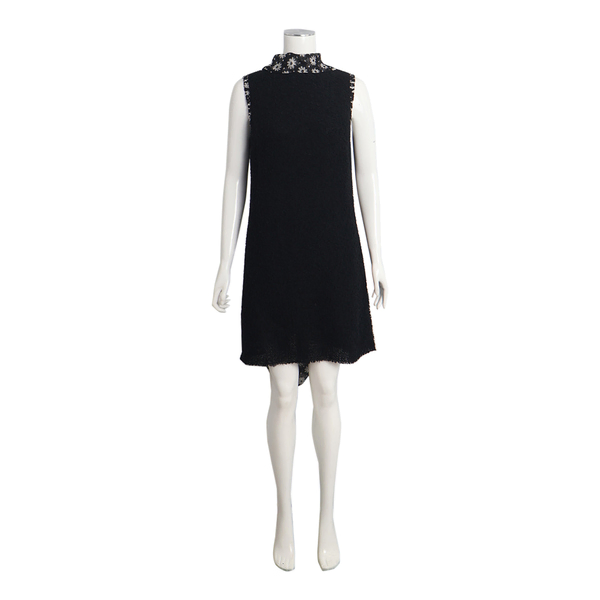 Wool/Silk Scarf Dress Black/Floral