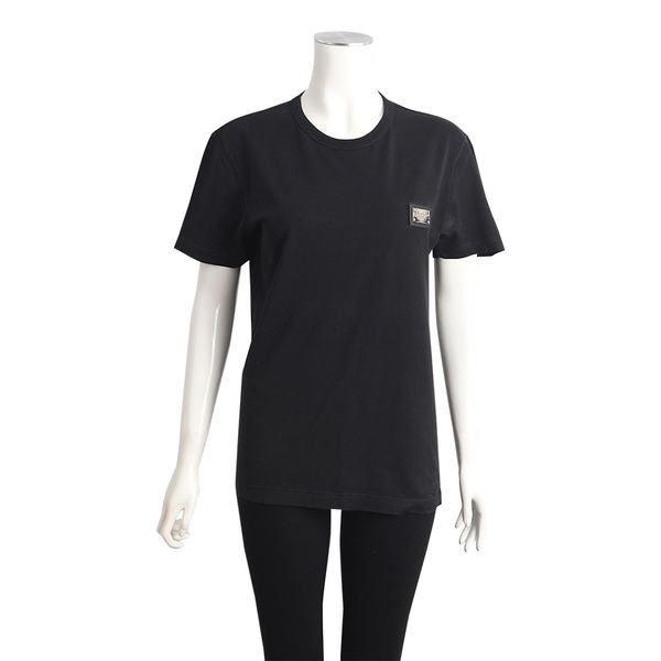 Cotton Logo Plate T-Shirt Black