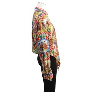 Cotton Carreto Front Tie-Up Shirt Multicolour, view 2