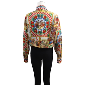 Cotton Carreto Front Tie-Up Shirt Multicolour, view 3