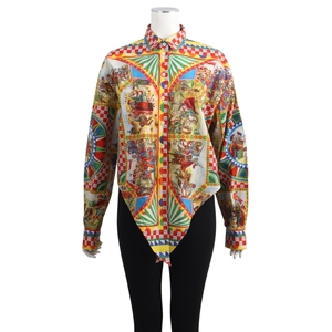Cotton Carreto Front Tie-Up Shirt Multicolour