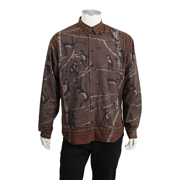 Cotton Monkey Print Shirt Brown