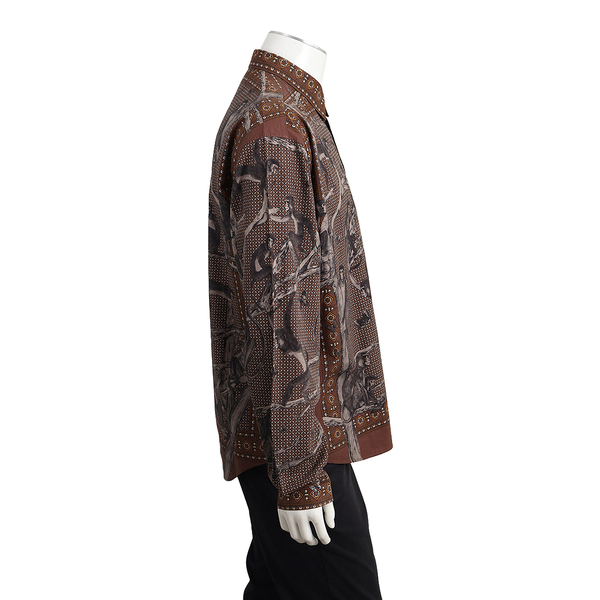 Cotton Monkey Print Shirt Brown