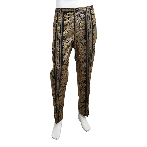 Mixed Material Pants Black/Gold