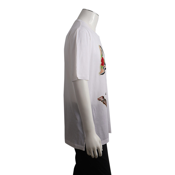 Cotton/Silk Patchwork T-Shirt White