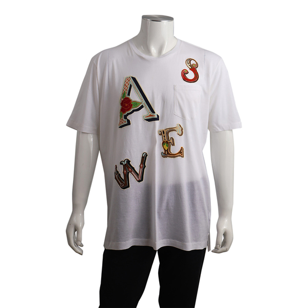 Cotton/Silk Patchwork T-Shirt White