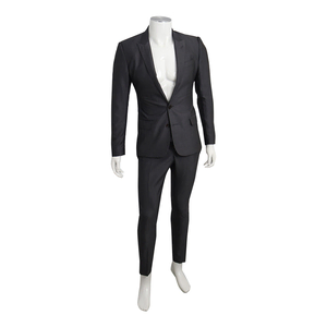Wool/Silk Three Piece Slim Fit Tailored Suit Charcoal