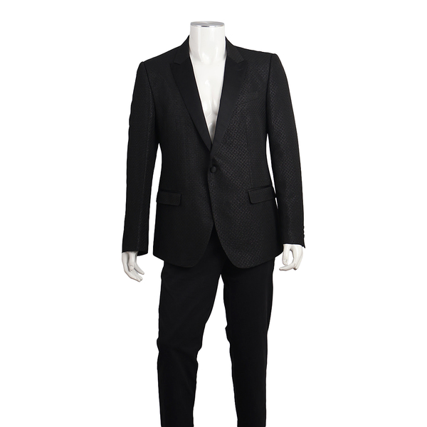 Mixed Material Blazer Black