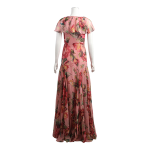 Silk/Chiffon Floral Maxi Dress Pink, view 3