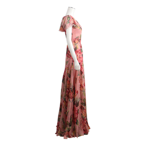 Silk/Chiffon Floral Maxi Dress Pink, view 2
