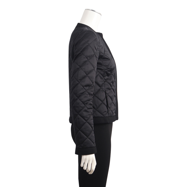 Polyester Quilted Bomber Logo Jacket with Crown Black
