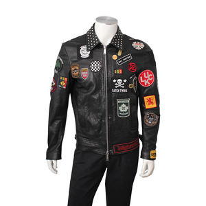 DSQUARED2 DSQUARED2 Leather Patch Biker Jacket Black | Luxity