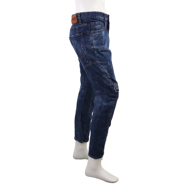 Cotton Distressed Tidy Biker Denim Jeans Blue