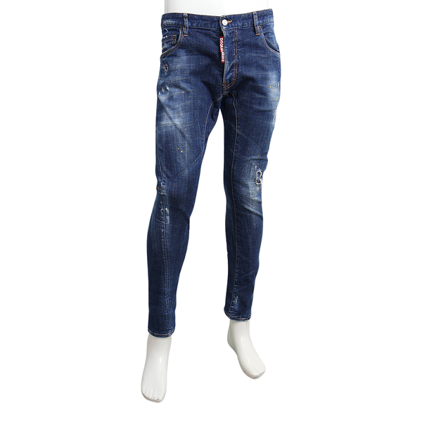 Cotton Tidy Biker Denim Jeans Blue