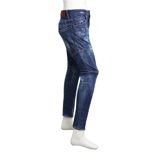 Cotton Tidy Biker Denim Jeans Blue