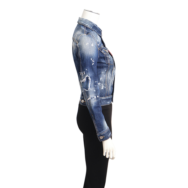 Denim Paint Splatter Jacket Blue