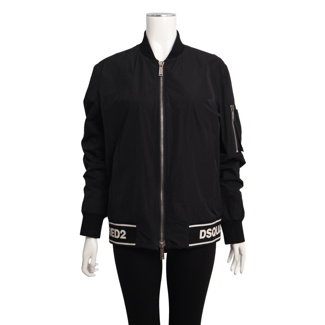 DSQUARED2 DSQUARED2 Polyester Logo Bomber Jacket Black | Luxity