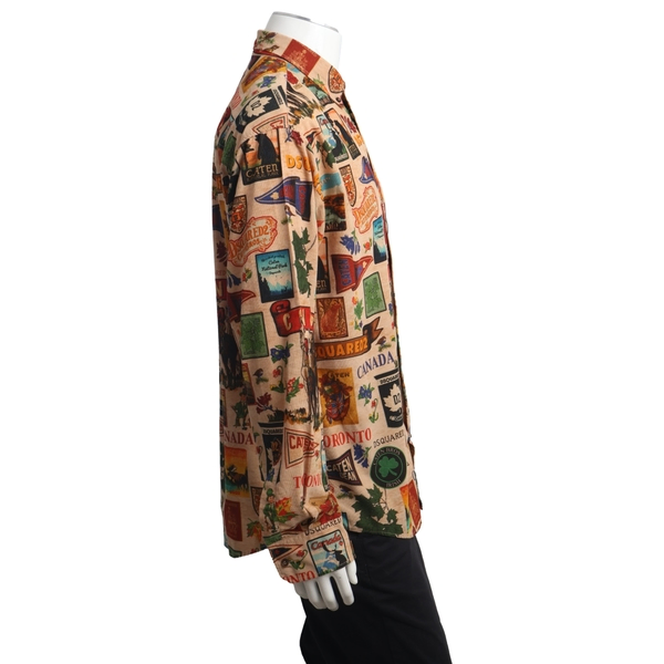 Cotton Printed Velvet Shirt Multicolour